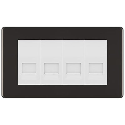 BG Screwless Black Nickel 4 Gang IDC Secondary Telephone Socket - White Insert by British General (BG-FBNBTS4W)