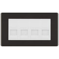BG Screwless Black Nickel 4 Gang IDC Secondary Telephone Socket - White Insert