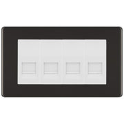 BG Screwless Black Nickel 4 Gang IDC Secondary Telephone Socket - White Insert by British General (BG-FBNBTS4W)