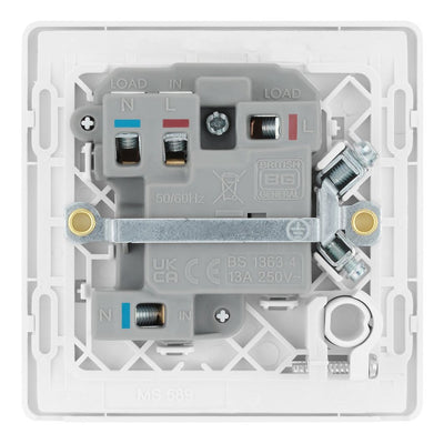 BG Evolve Brushed Steel 13A Switched Spur + Neon PCDBS52W with 35mm Steel Back Box