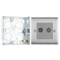 BG Nexus Brushed Steel Double Co-Axial Socket NBS61 with 25mm Steel Back Box