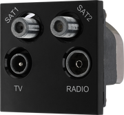 BG EMTVFMSAT2B Black 2 Module 1x IEC TV 1x IEC Female Radio 2x Satellite Euro Module Screened Outlet by British General (BG-EMTVFMSAT2B-Shopify-SA_1)