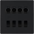BG Evolve Matt Black 8 Gang Switch 4x Trailing Edge LED Dimmer 4x Intermediate Custom Grid Switch