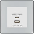 BG Polished Chrome 45W USB Wall Socket Euro Module USB-A & C - White Insert