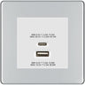 BG Polished Chrome 45W USB Wall Socket Euro Module USB-A & C - White Insert by British General (BG-FPCEMS2+EMUSBAC45W)