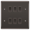 BG Black Nickel 6 Gang Engraved Custom Labelled Appliance Grid Switch