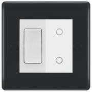 BG Part M 2 Gang Light Switch 1x 2 Way + 1x Secondary Touch Dimmer Graphite - White Insert