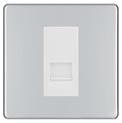 BG Screwless Polished Chrome Single RJ11 Telephone Socket FPCRJ111 - White Insert
