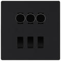 BG Evolve Matt Black 6 Gang Switch 3x Trailing Edge LED Dimmer 3x Intermediate Custom Grid Switch
