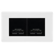 BG Nexus White 4-Gang Euro Plate with 2X USB-A Dual Chargers – Black Insert by British General (BG-8EMR4+EMUSB3B)