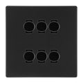 BG Screwless Flatplate Matt Black 6 Gang 2 Way Trailing Edge Dimmer LED Compatible Custom Grid Switch