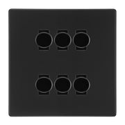 BG Screwless Flatplate Matt Black 6 Gang 2 Way Trailing Edge Dimmer LED Compatible Custom Grid Switch by British General (SCREWLESS-MB-6G-CUSTOM-6xDIMMER-2Way)