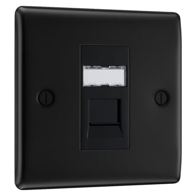 BG Nexus Matt Black 1 Gang RJ45 Single Data Outlet NFBRJ451 with 35mm Steel Back Box