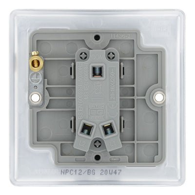 BG Nexus Polished Chrome 20A 16AX 2 Way Single Light Switch NPC12 with 35mm Steel Back Box