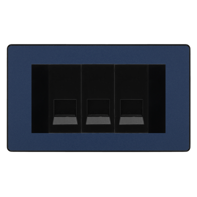 BG Evolve Matt Blue 3 Gang Master Telephone Socket - Black Insert by British General (BG-PCDDBBTM3B)