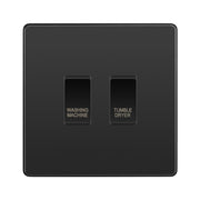 BG Evolve Black Chrome Custom Appliance Grid Switch 2 Gang Screwless by British General (EVOLVE-BC-CUSTOM-2GANG-SCREWLESS)
