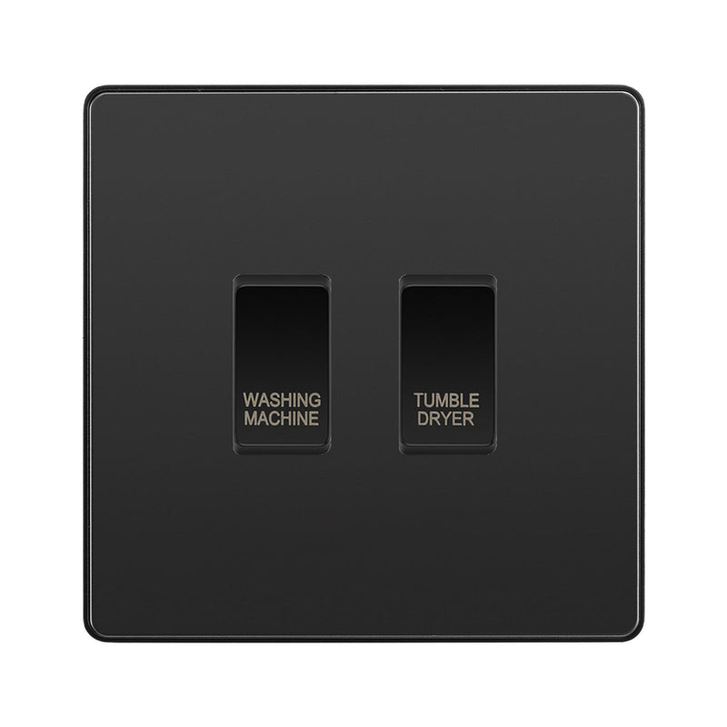BG Evolve Black Chrome Custom Appliance Grid Switch 2 Gang Screwless