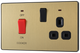 BG Evolve PCDSB70B Satin Brass 45A 2 Pole 13A Socket-Black Insert