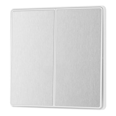 BG Evolve Brushed Steel 2 Way Double Edge to Edge Rocker Switch PCDBS42EW with 35mm Steel Back Box