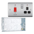 BG Nexus Brushed Steel DP Cooker + Socket + Neon NBS70B with 25mm Steel Back Box