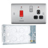 BG Nexus Brushed Steel DP Cooker + Socket + Neon NBS70B with 25mm Steel Back Box by British General (BG-NBS70B+HGS04)