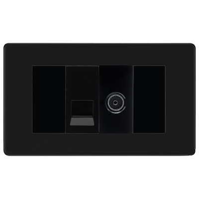 BG Euro Module Matt Black TV FM DAB Aerial & BT Master Telephone Socket