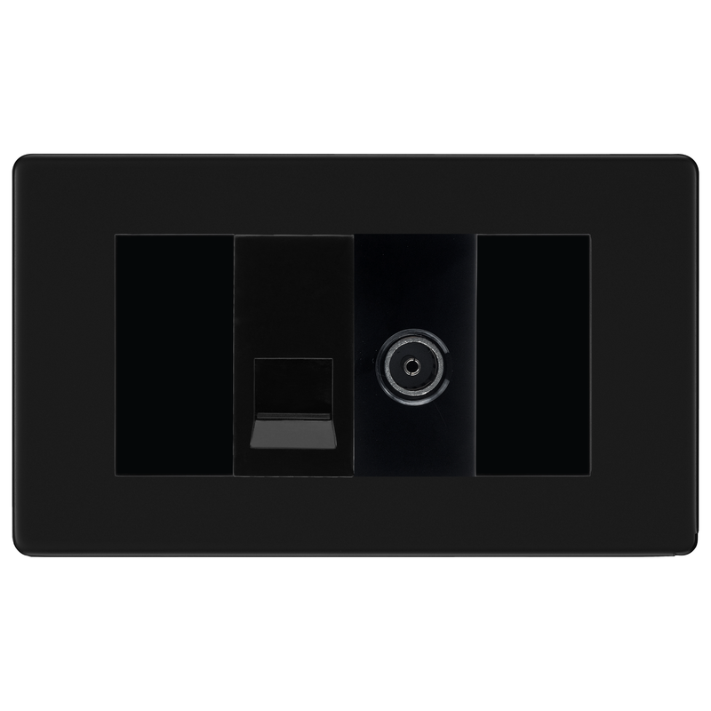 BG Euro Module Matt Black TV FM DAB Aerial & BT Master Telephone Socket