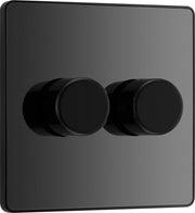 BG PCDBC82B Black Chrome Evolve 2 Gang 200W Intelligent Trailing Edge Dimmer Switch - Black Insert by British General (BG-PCDBC82B-Shopify-SA_1)