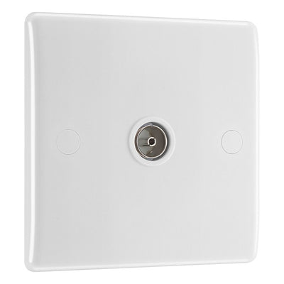 BG 862 Moulded Round Edge | White | 1 Gang Isolated Co-Axial TV Socket Outlet