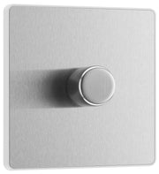 BG PCDBS81W Brushed Steel Evolve 1 Gang 200W Intelligent Trailing Edge Dimmer Switch - White Insert by British General (BG-PCDBS81W-Shopify-SA_1)