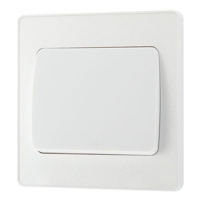 BG Evolve Pearlescent White 1G Wide Rocker Light Switch PCDCL12WW with 35mm Steel Back Box