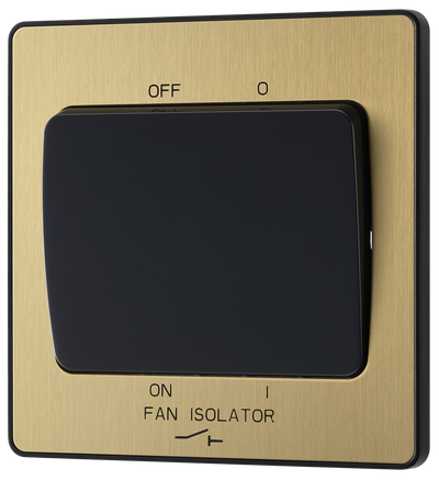 BG Evolve PCDSB15B Satin Brass 10A 3 Pole Fan Isolator-Black Insert by British General (BG-PCDSB15B)