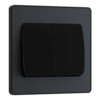 BG Evolve Matt Grey 20A 16AX Double Wide Rocker Light Switch PCDMG42WB with 25mm Steel Back Box
