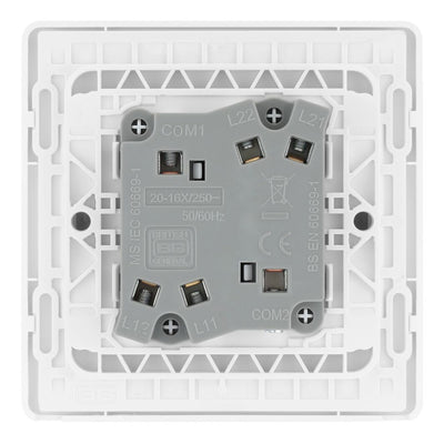 BG Evolve Pearlescent White 2G Wide Rocker Light Switch PCDCL42WW with 35mm Steel Back Box