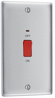BG NBS72 Nexus Metal Brushed Steel Large Plate 45A 2 Pole Neon Cooker Switch by British General (BG-NBS72-Shopify-SA_1)