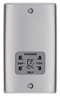 BG NBS20G Metal Brushed Steel 115-230V Dual Voltage Shaver Socket - Grey Insert
