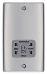 BG NBS20G Metal Brushed Steel 115-230V Dual Voltage Shaver Socket - Grey Insert by British General (BG-NBS20G-Shopify-SA_1)