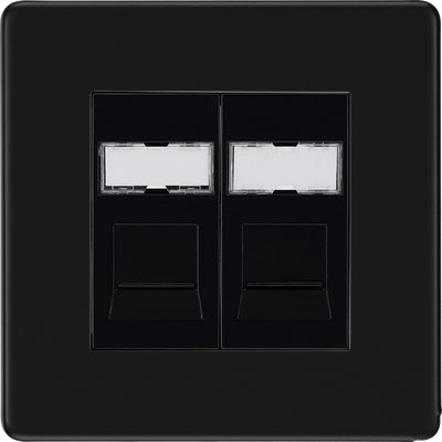 BG Nexus Matt Black 2 Gang Double RJ45 Telephone Socket FFBRJ452