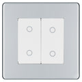 BG Nexus Screwless Polished Chrome Double Secondary Touch Dimmer Switch White Inserts FPCTDS2W