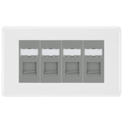 BG White Moulded 4 Gang RJ45 Cat6 Data Socket Outlet Grey Inserts by British General (BG-NWMRJ454G)