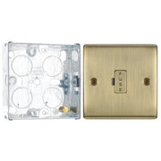 BG Nexus Metal Antique Brass 13A Unswitched Fused Spur Unit NAB54 with 25mm Steel Back Box by British General (BG-NAB54+HGS02)