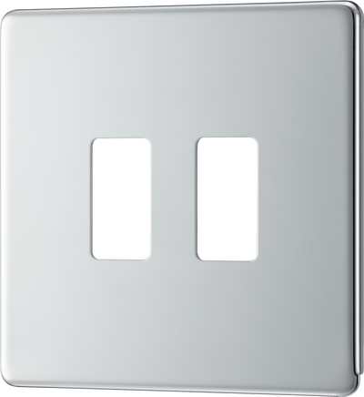 BG RFPC2 Nexus Screwless Grid Polished Chrome 2 Module Front Plate