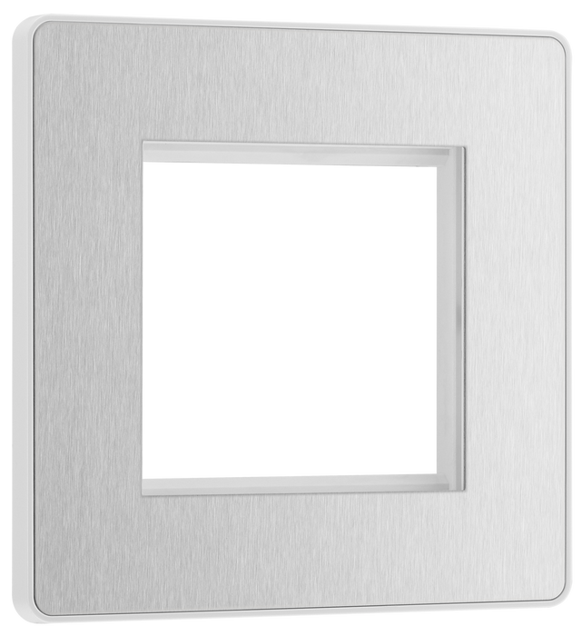 BG PCDBSEMS2W Brushed Steel Evolve 2 Euro Module Front Plate - White Insert