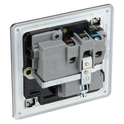 BG Screwless Black Nickel 13A Single Socket FBN21B with 25mm Steel Back Box