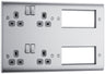 BG NBS222EM8G Nexus Metal 2x 2G Socket 13A + 2x 4 Module Aperture - Grey Insert - Brushed Steel by British General (BG-NBS222EM8G)