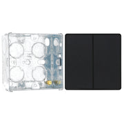 BG Evolve Matt Black 2 Way Double Edge to Edge Rocker Switch PCDMB42EB with 35mm Steel Back Box