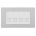 BG Evolve Brushed Steel 4 Gang RJ11 Telephone Socket Euro Module - White Insert