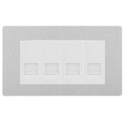 BG Evolve Brushed Steel 4 Gang RJ11 Telephone Socket Euro Module - White Insert by British General (BG-PCDBSRJ114W)