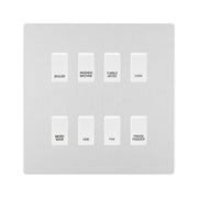 BG Evolve Brushed Steel Custom Appliance Grid Switch 8 Gang Screwless by British General (BG-EVOLVE-BS-8GANG-APPLIANCE)