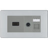 BG Screwless Polished Chrome Media Wall Plate TV Aerial, HDMI & CAT6 Outlet – Grey Insert by British General